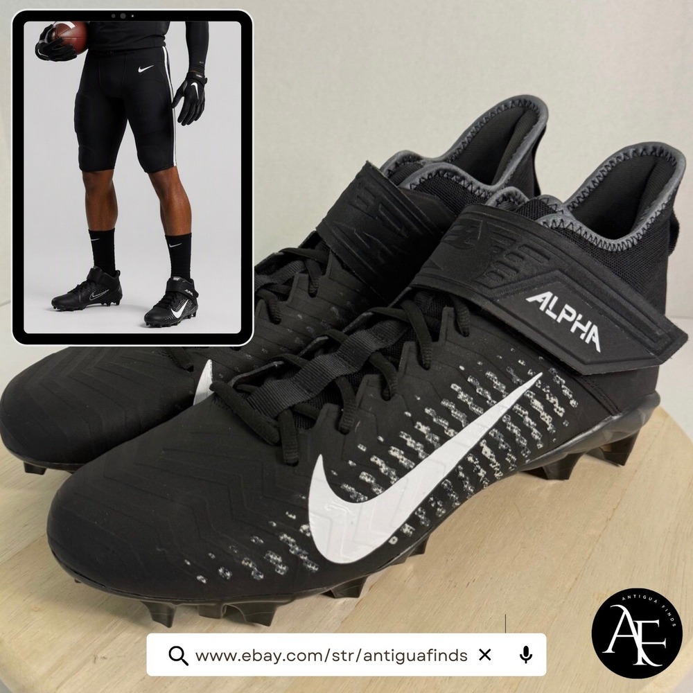 Nike Alpha Menace Pro 2 Mid Black Football Cleats Men's Size 13 AQ3209-002 Rare